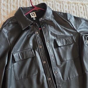 Anne Klein pleather long shacket jacket Med